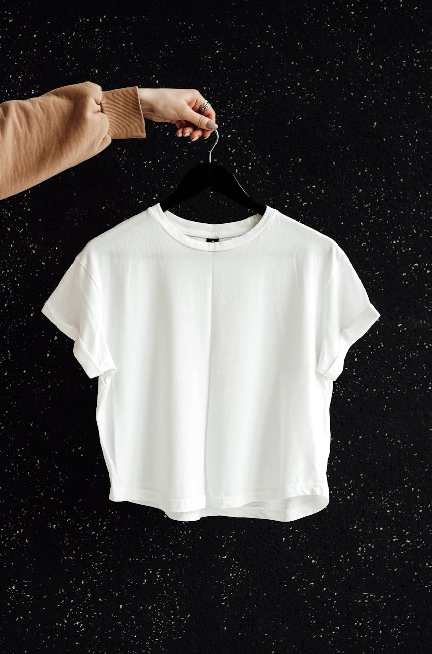 white shirt on a black hanger